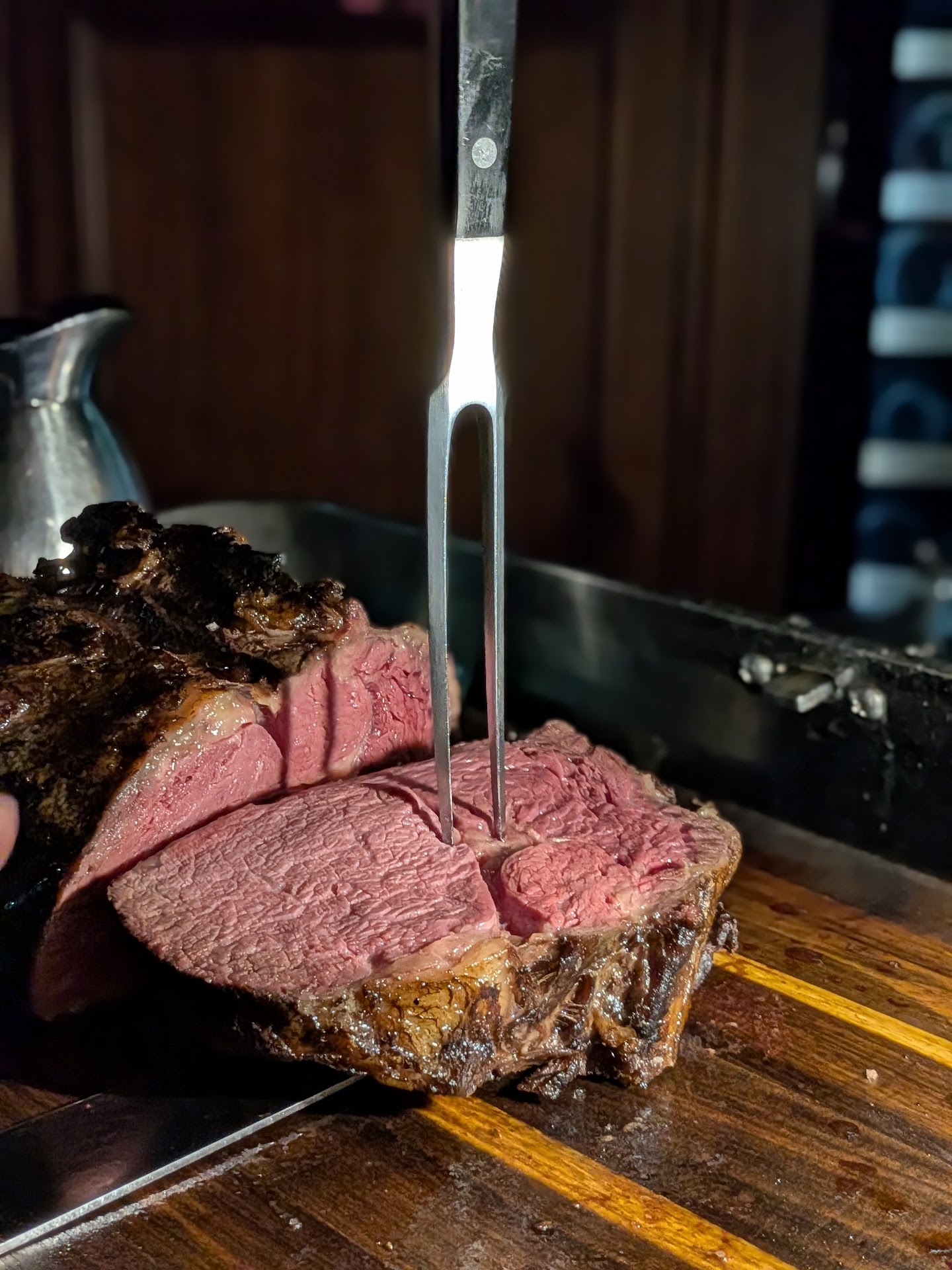 Prime rib being served in The Cut Bar & Grill dining room